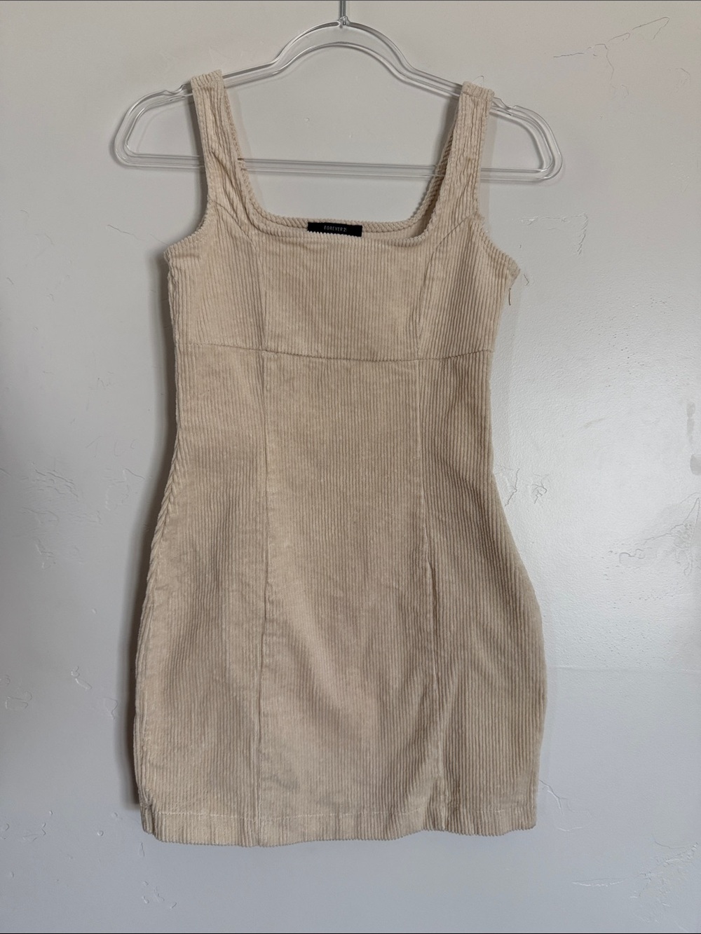 Forever 21 Cream Corduroy Square Neck Mini Dress - Picture 1 of 7